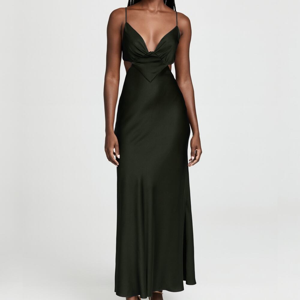 Zara Black Satin Effect Cutout Maxi Dress Size XS